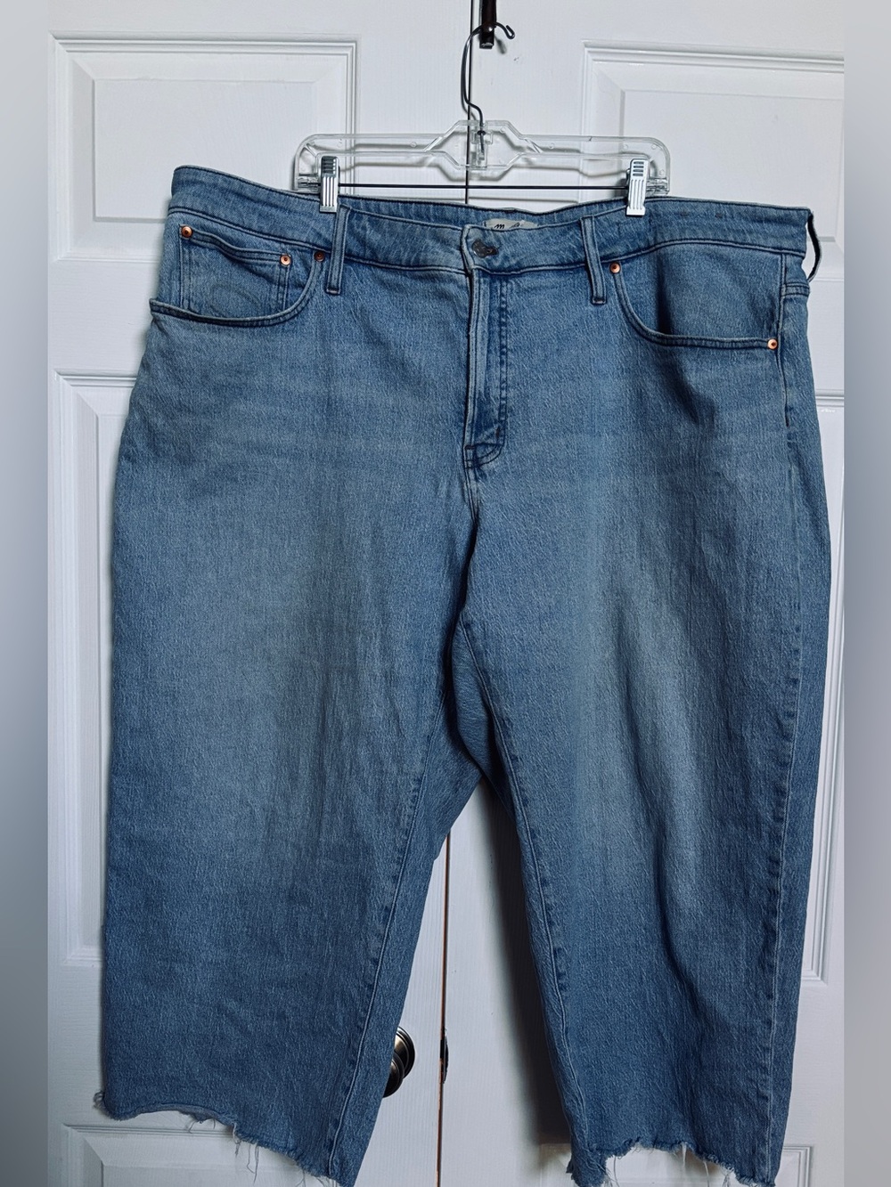 Madewell Women’s 26W High Rise Bermuda Denim Shorts Light Wash Raw Hem Plus Size